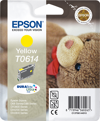 EPSON Tinte Yellow T0614 1 x 8 ml DURABrite Ultra zu Stylus D68/88/88+/DX3800/3850/3850+/4200/4250/4800/4850/4850+