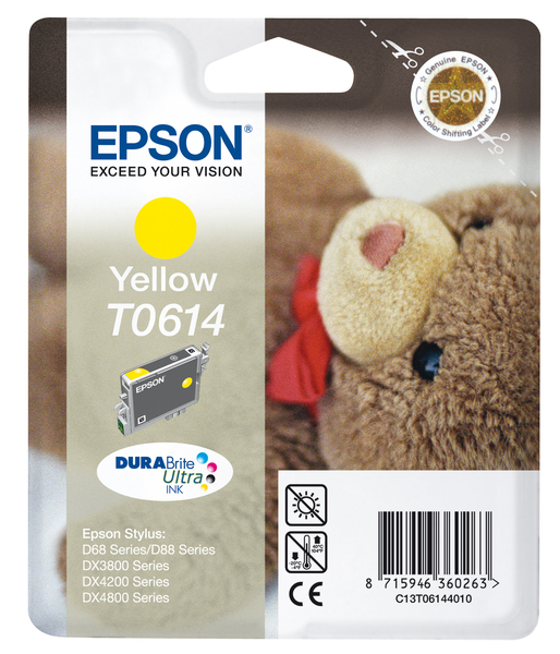 EPSON Tinte Yellow T0614 1 x 8 ml DURABrite Ultra zu Stylus D68/88/88+/DX3800/3850/3850+/4200/4250/4800/4850/4850+