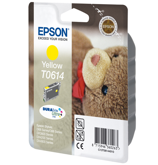 EPSON Tinte Yellow T0614 1 x 8 ml DURABrite Ultra zu Stylus D68/88/88+/DX3800/3850/3850+/4200/4250/4800/4850/4850+