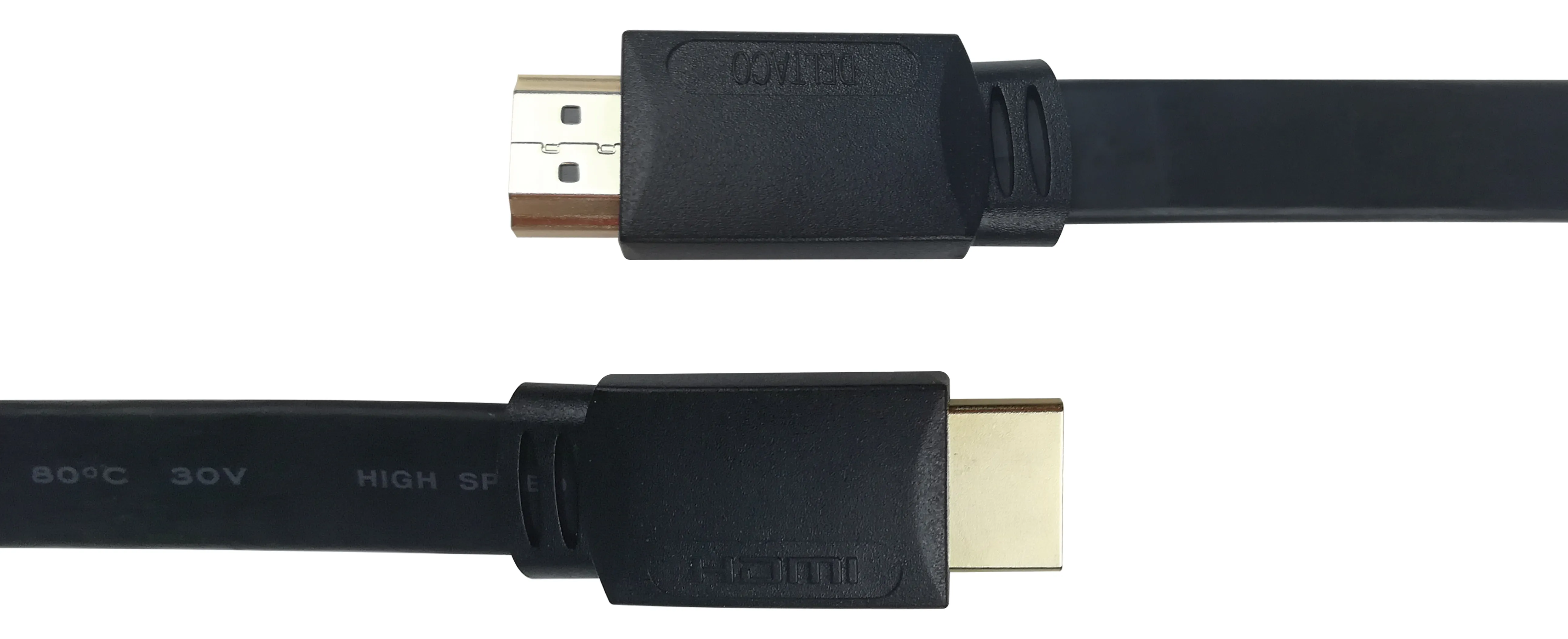Deltaco Flat High Speed with Ethernet HDMI cable, 5m, black