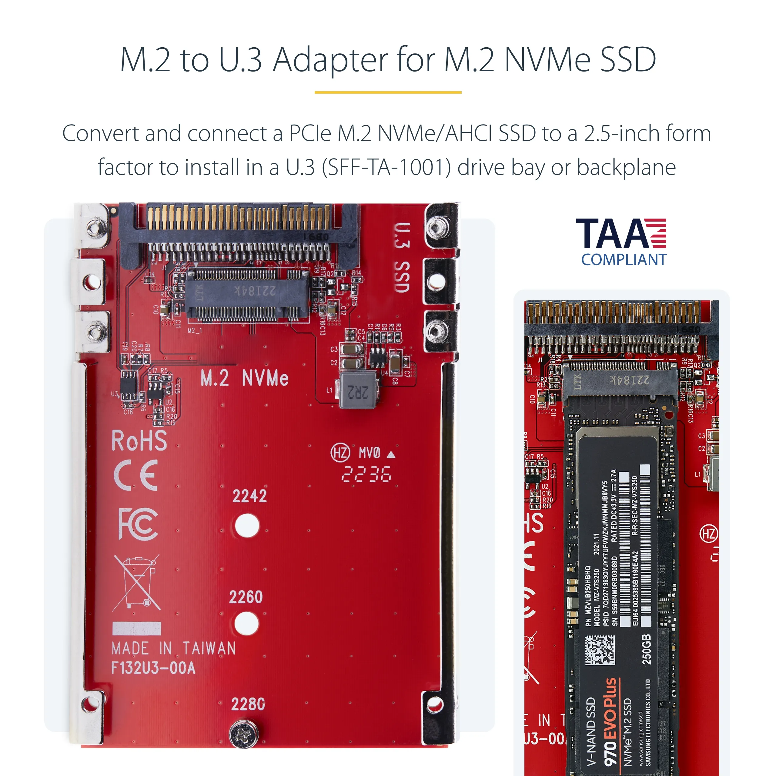 M.2 to U.3 Adapter For M.2 NVMe SSDs