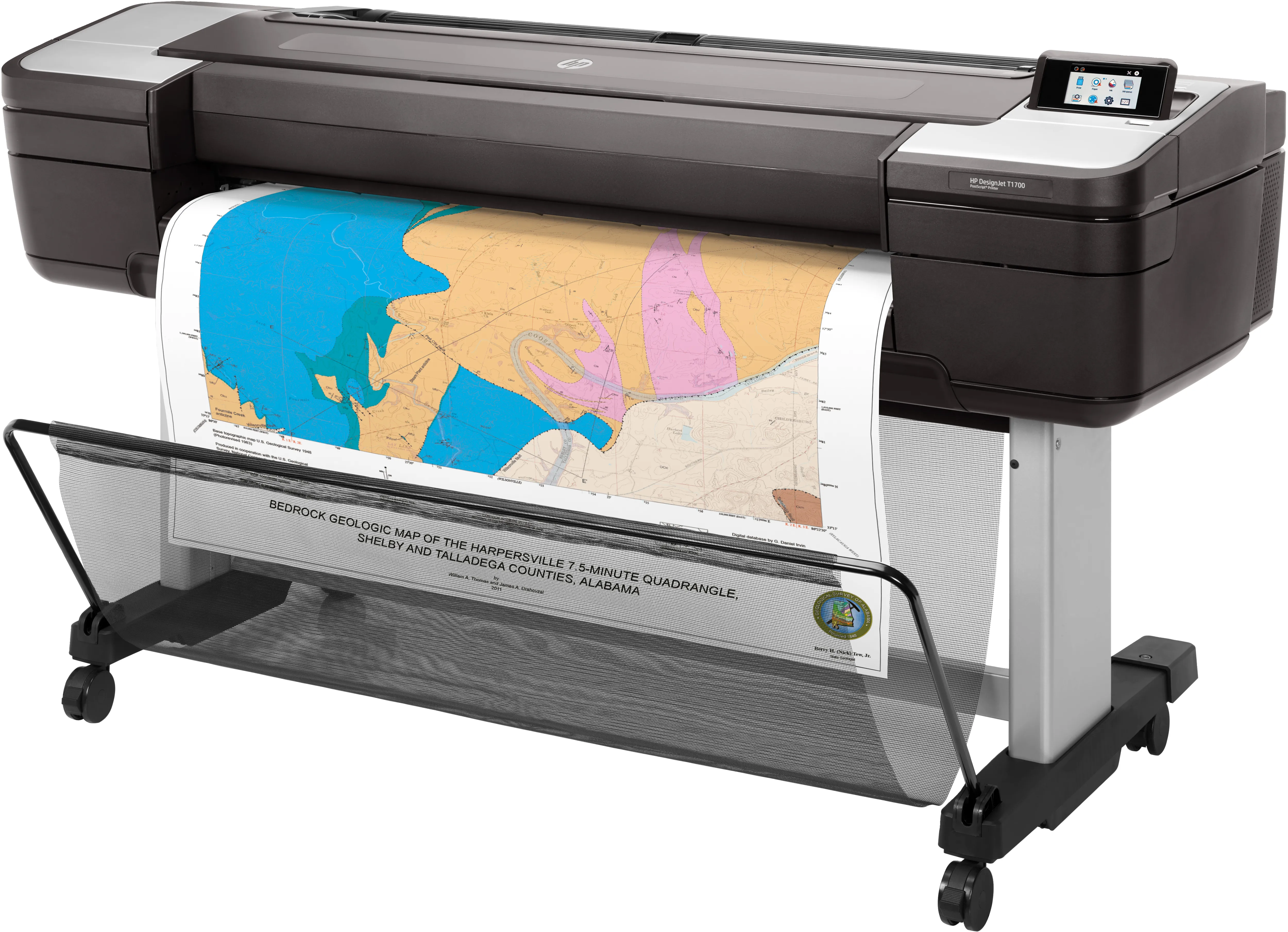 HP DesignJet T1700 PostScript - 44&quot; suurkokotulostin - v&auml;ri - mustesuihku - 1118 x 1676 mm - 2400 x 1200 pistett&auml;/tuuma - jopa 0.55 min/sivu - Gigabit LAN, USB