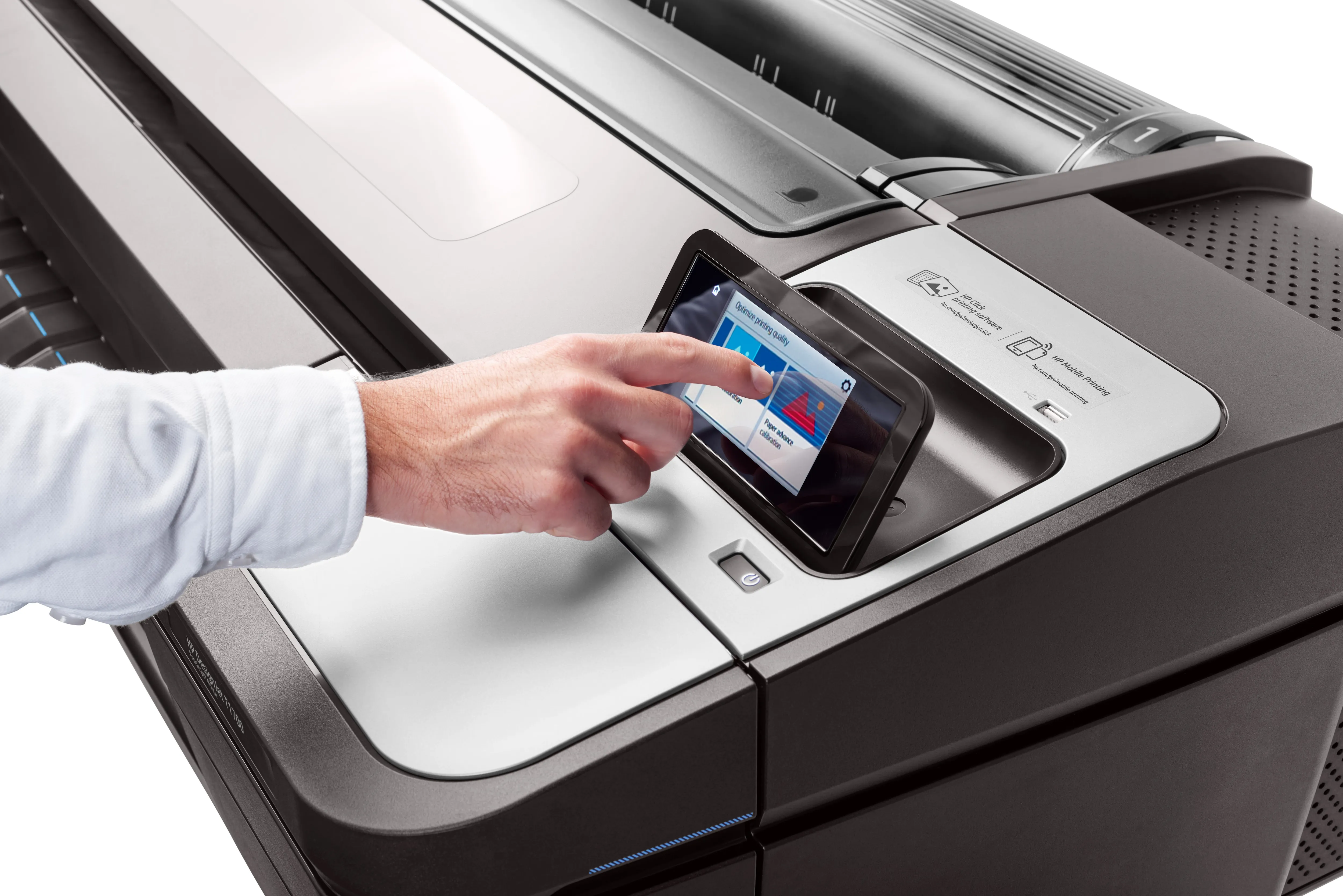 HP DesignJet T1700 PostScript - 44&quot; suurkokotulostin - v&auml;ri - mustesuihku - 1118 x 1676 mm - 2400 x 1200 pistett&auml;/tuuma - jopa 0.55 min/sivu - Gigabit LAN, USB