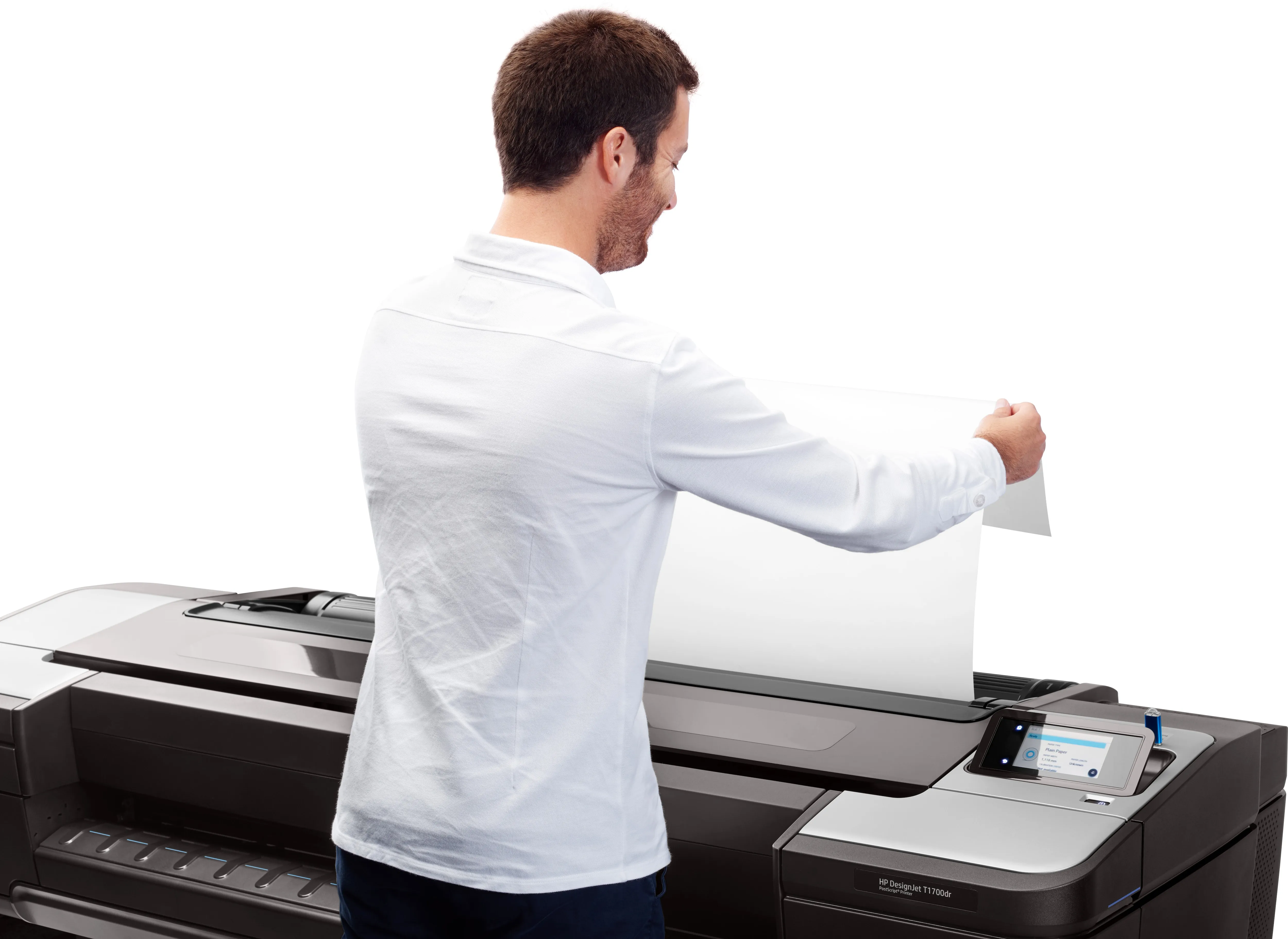 HP DesignJet T1700 PostScript - 44&quot; suurkokotulostin - v&auml;ri - mustesuihku - 1118 x 1676 mm - 2400 x 1200 pistett&auml;/tuuma - jopa 0.55 min/sivu - Gigabit LAN, USB