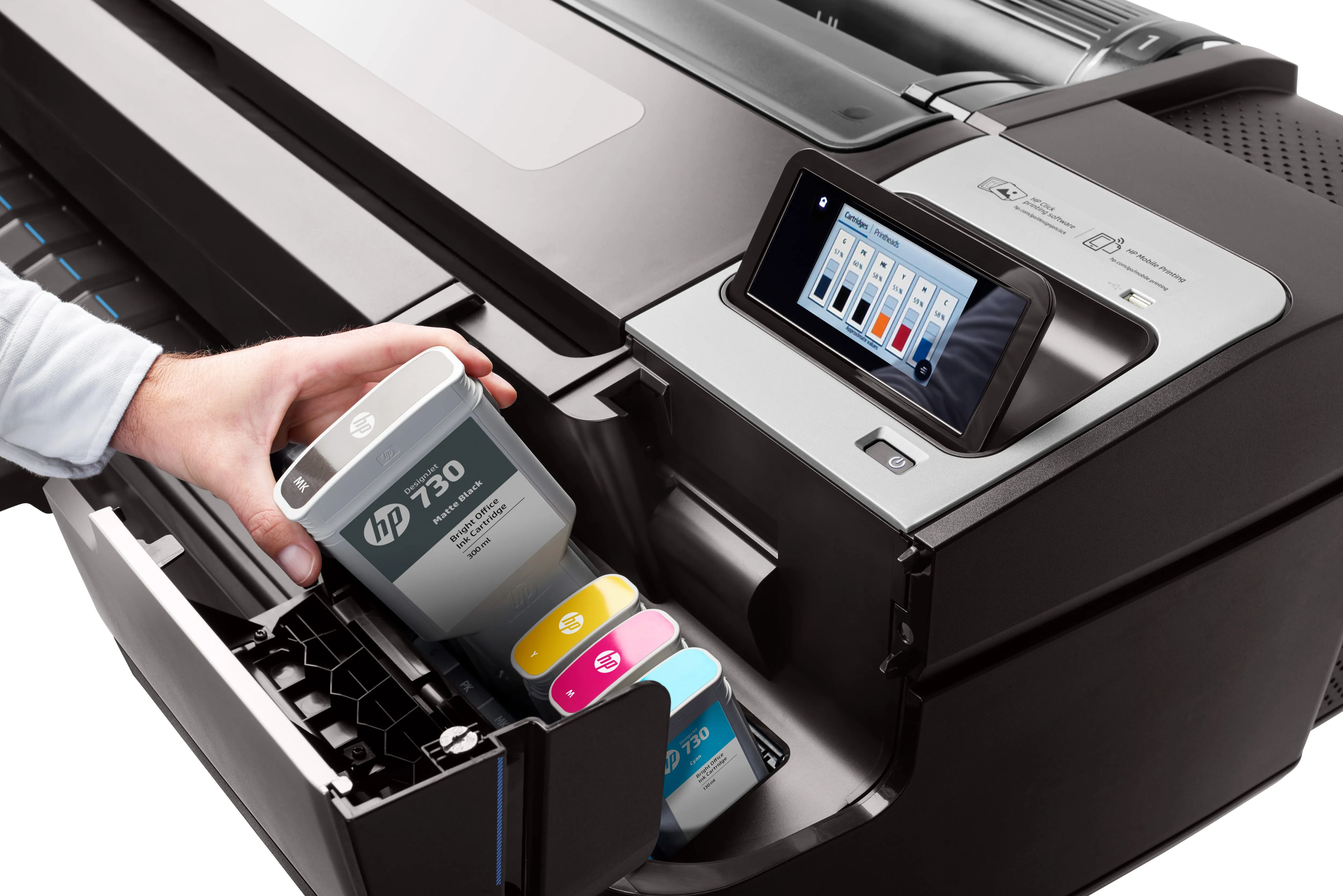 HP DesignJet T1700 PostScript - 44&quot; suurkokotulostin - v&auml;ri - mustesuihku - 1118 x 1676 mm - 2400 x 1200 pistett&auml;/tuuma - jopa 0.55 min/sivu - Gigabit LAN, USB