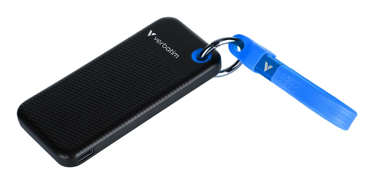 Verbatim Pocket SSD 2TB External SSD with USB 3.2 Gen 2 (USB-C), Portable, Rugged, Black/Blue
