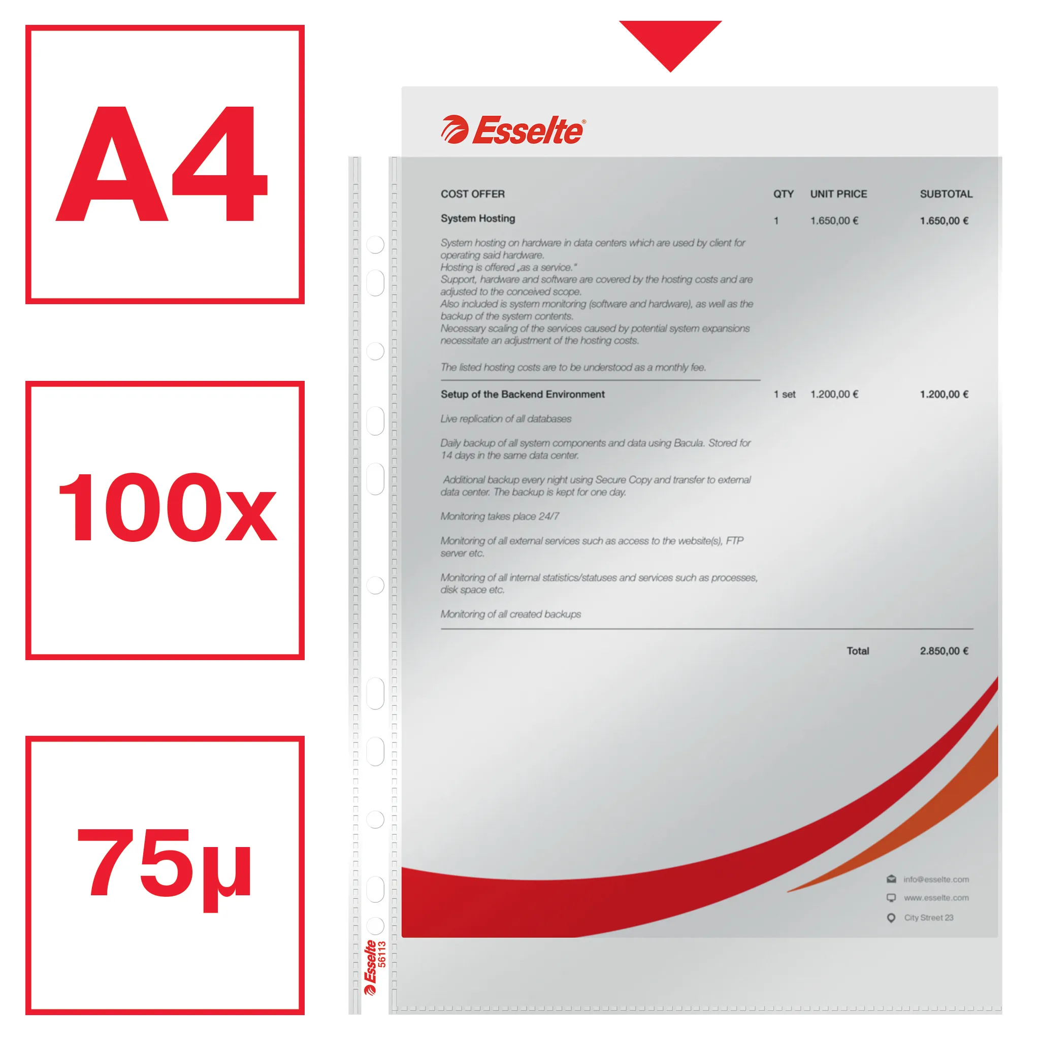 Pocket premium clear 75my A4 TO (100)