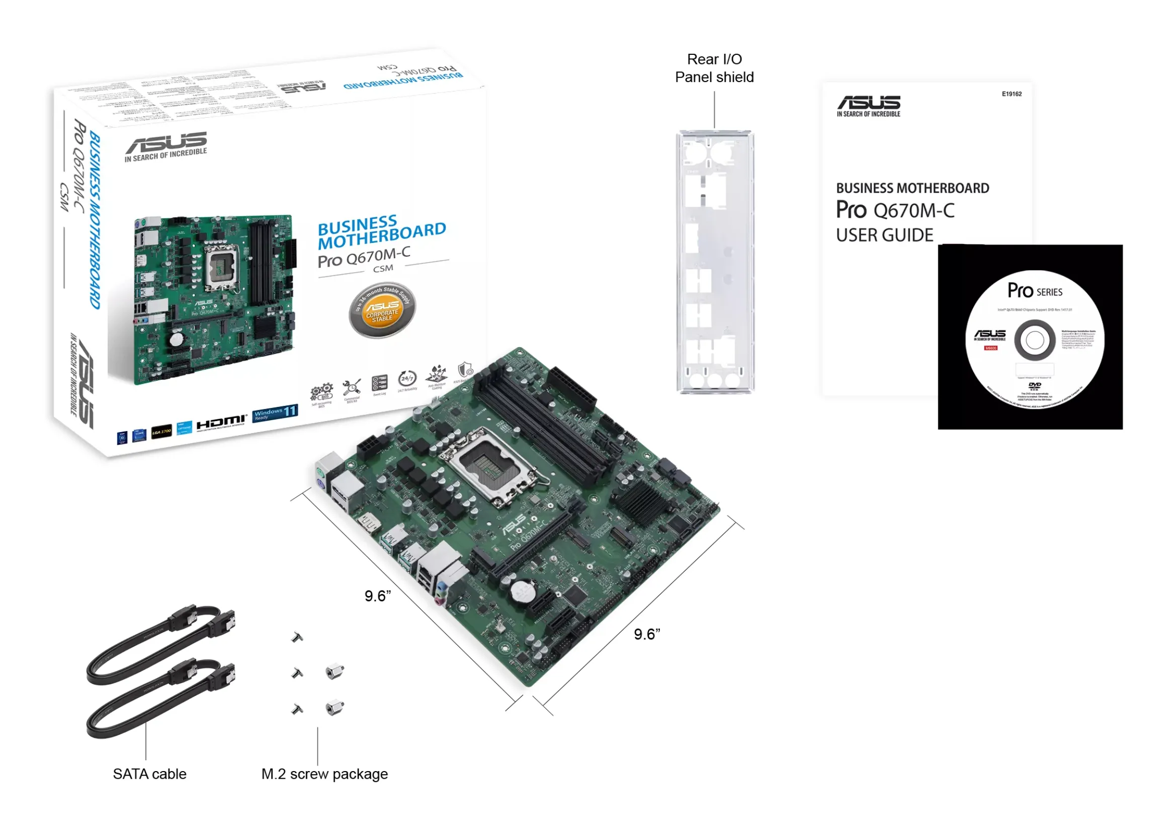 ASUS PRO Q670M-C-CSM LGA1700 4xDDR5 microATX 6xSATA MB 2xM.2 1xHDMI 2xDP