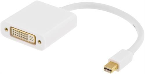 DELTACO mini DisplayPort - DVI-D Single Link sovitin, 4K, ur-na, valk.