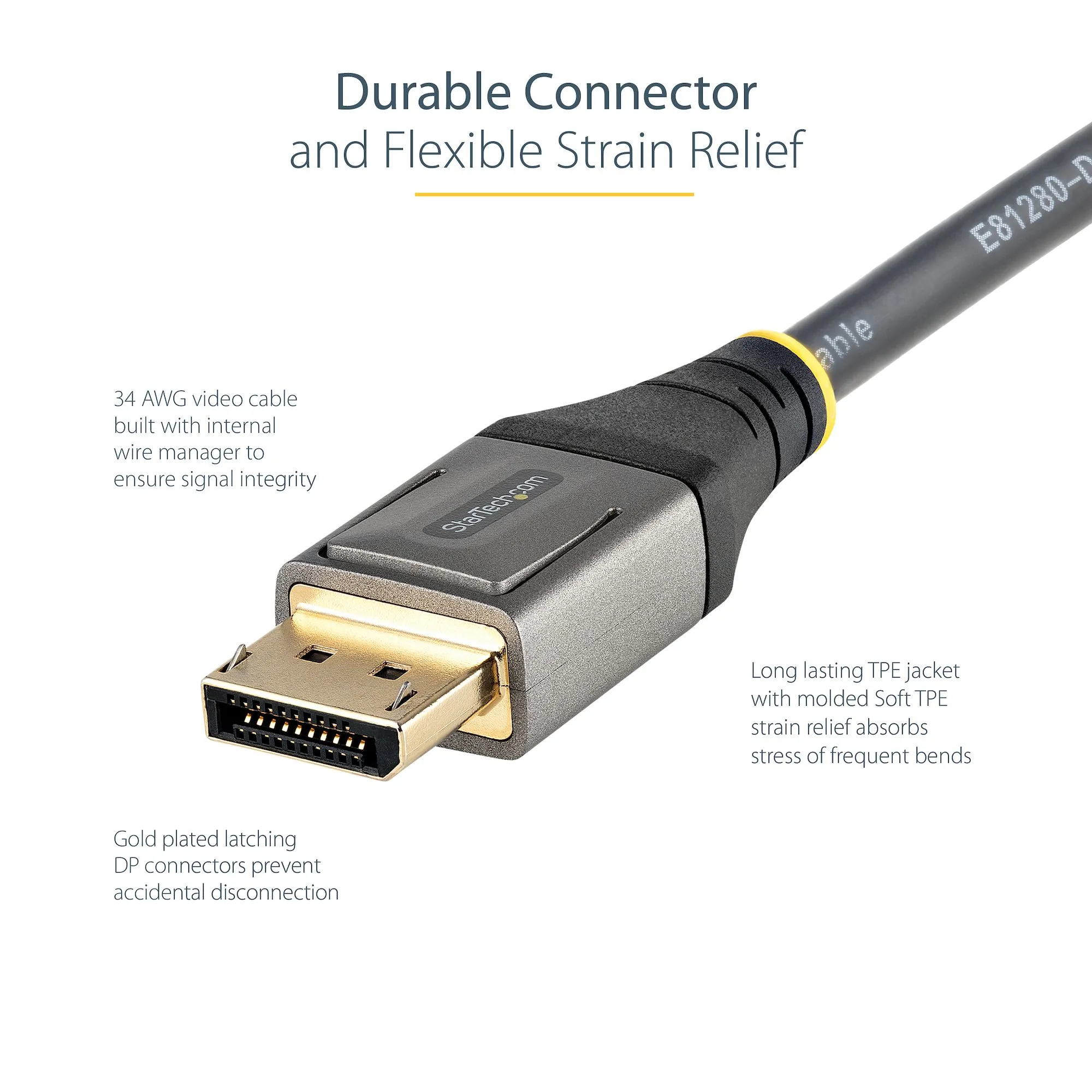 Startech  DisplayPort – DisplayPort 1.4 - kabel, 2 m, Grå/Svart