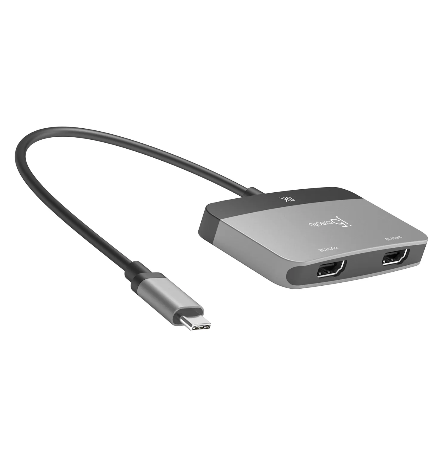 J5 Create USB-C - 2x HDMI 8K -sovitin, Harmaa