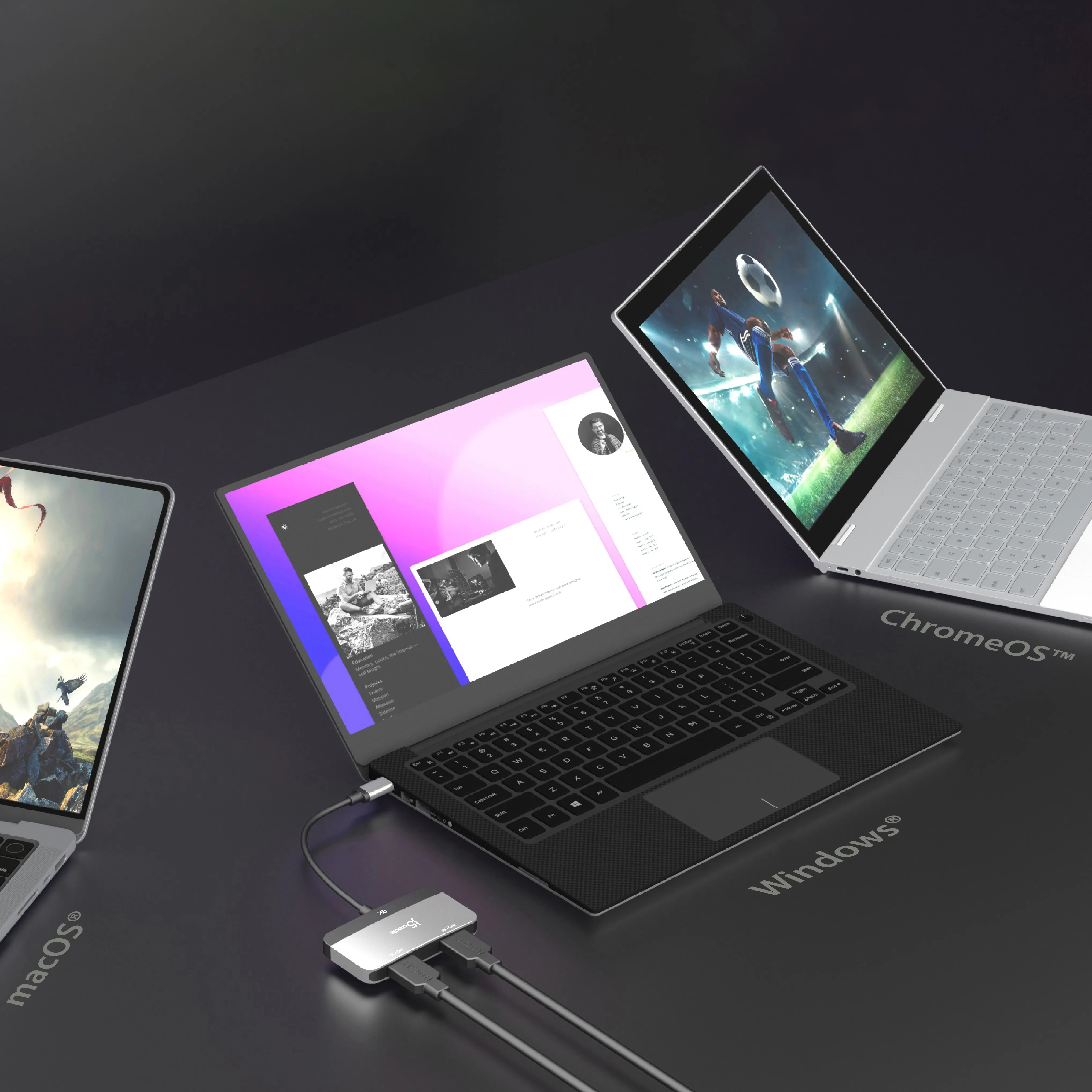 J5 Create USB-C - 2x HDMI 8K -sovitin, Harmaa