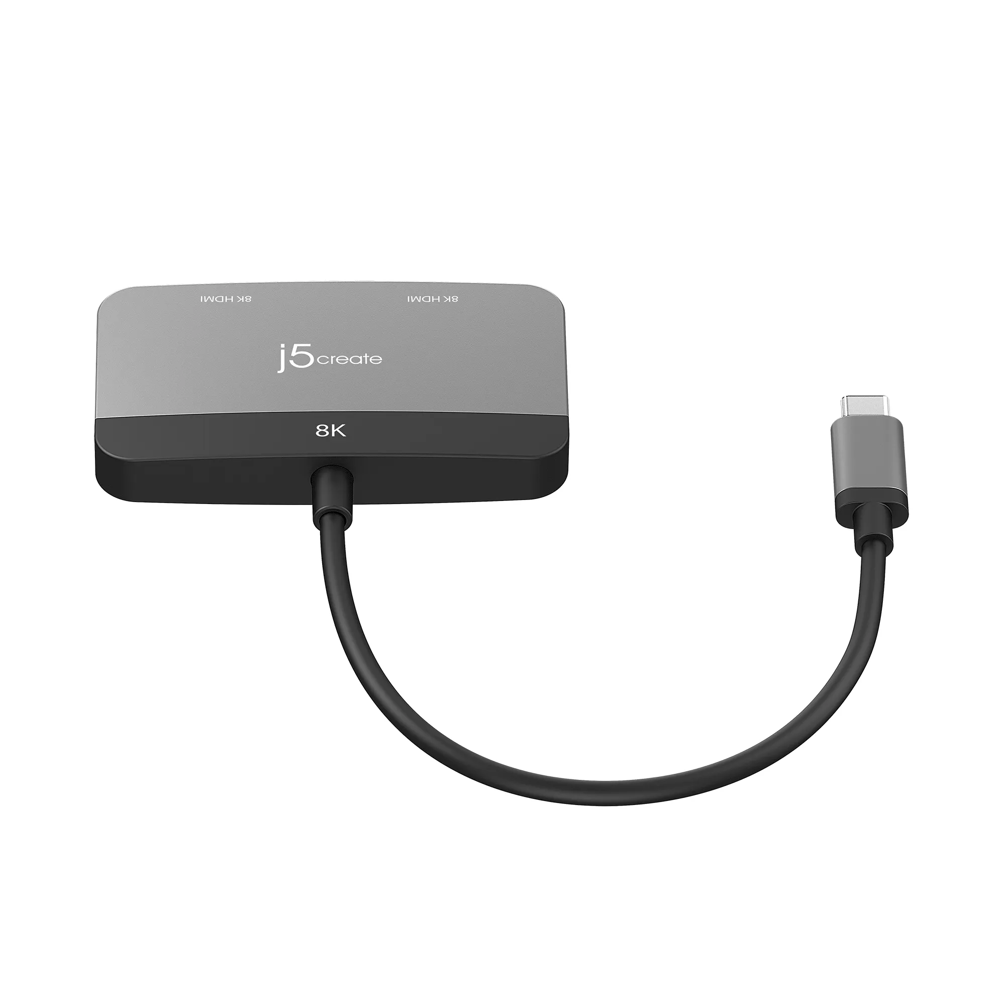 J5 Create USB-C - 2x HDMI 8K -sovitin, Harmaa