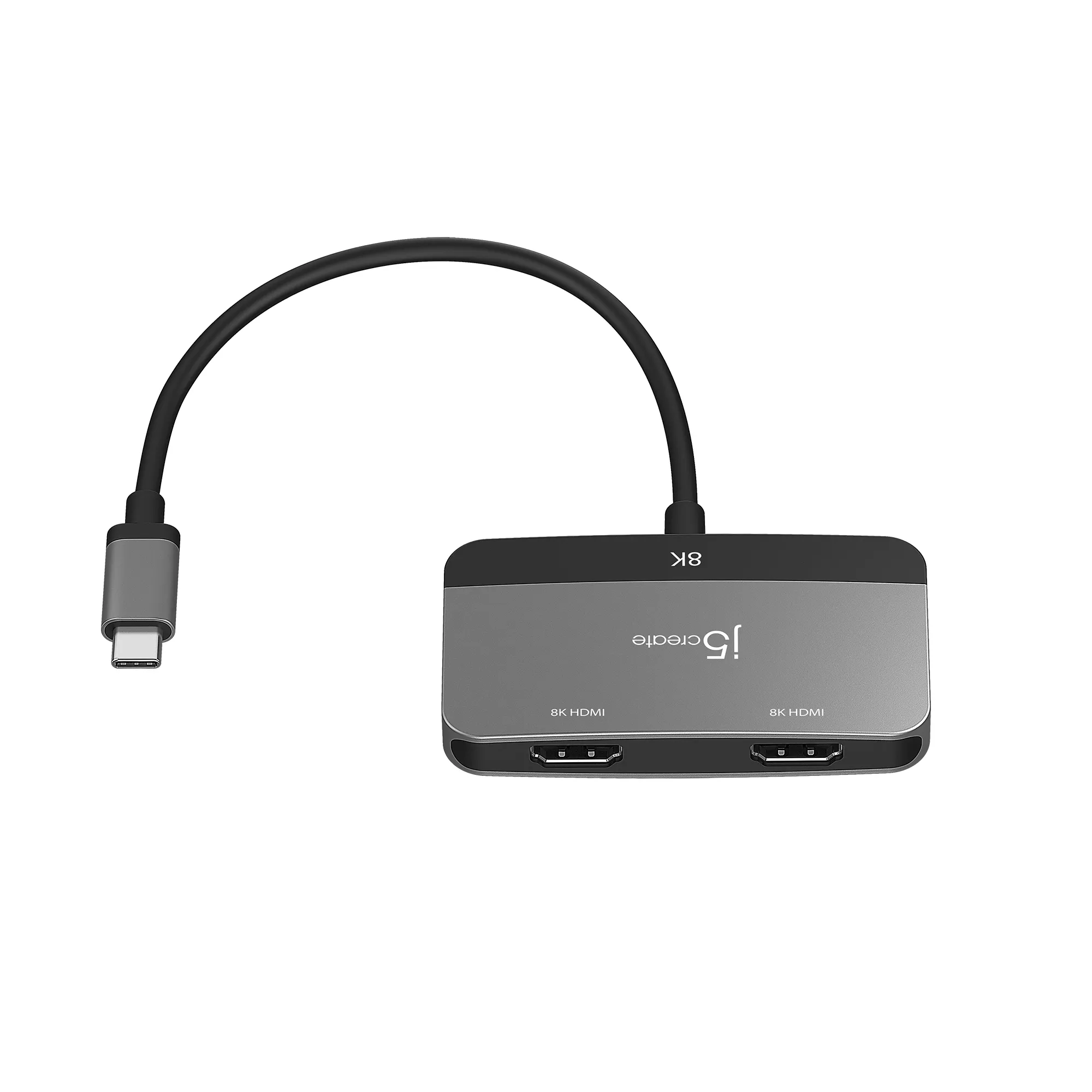 J5 Create USB-C - 2x HDMI 8K -sovitin, Harmaa