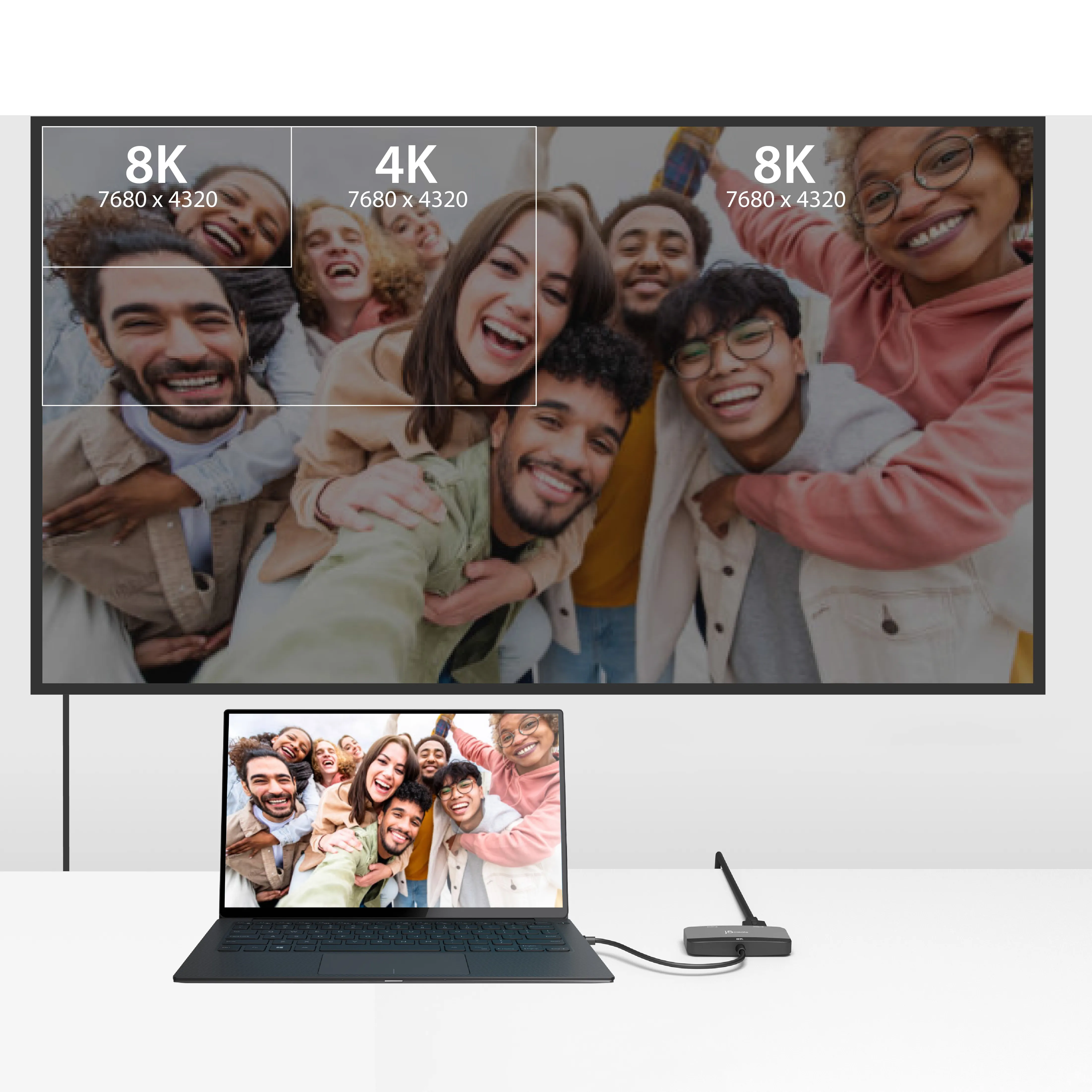 J5 Create USB-C - 2x HDMI 8K -sovitin, Harmaa