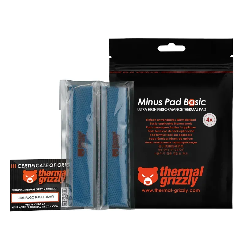 Thermal Grizzly Minus Pad Basic TG-MP-B-120-20-30-4, 120 x 20 x 3 mm, 4-pack Thermal Pad, Black