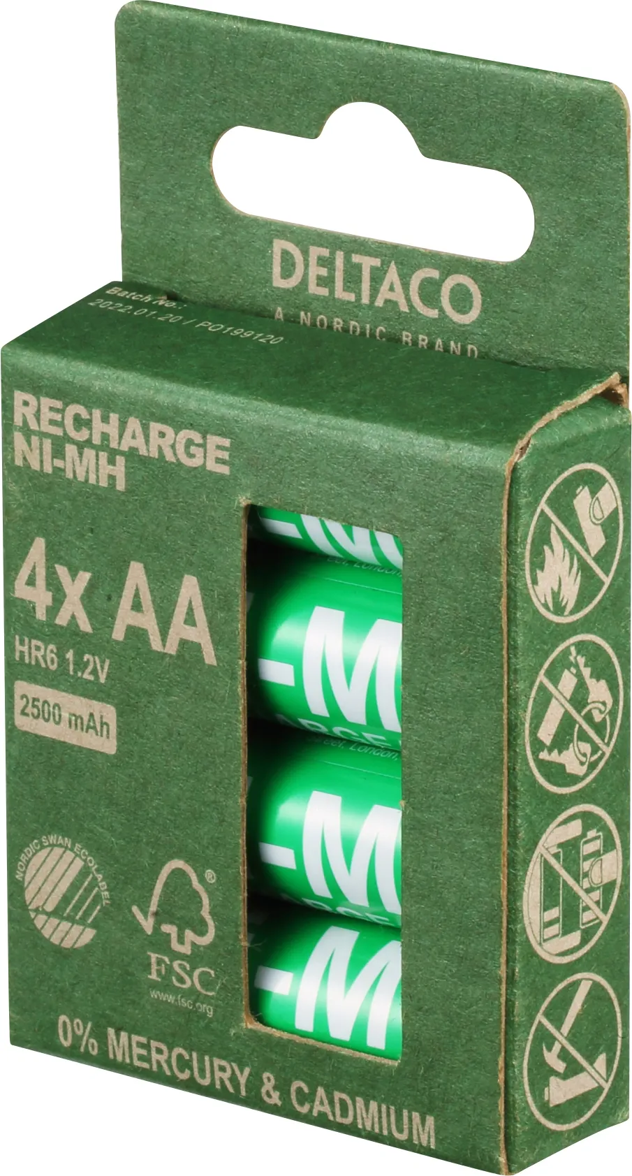 DELTACO Ultimate Ni-Mh rechargeable, LR6/AA size, 2500mAh, 4-pack