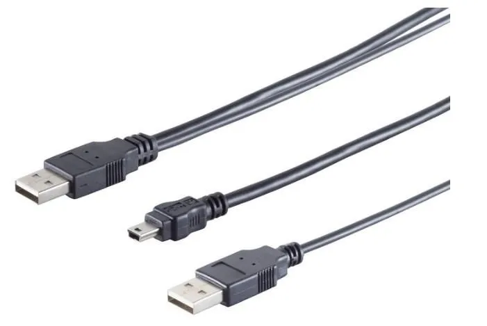 2x A plug to 5 pin mini B plug