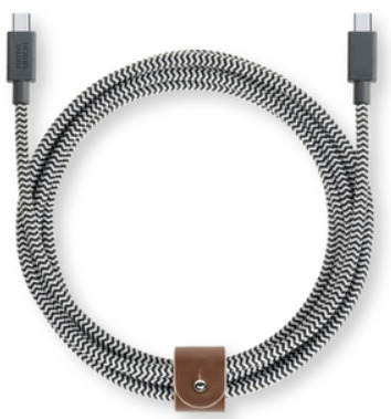Native Union Belt Cable USB-C - USB-C -kaapeli, 2,4 m, Zebra