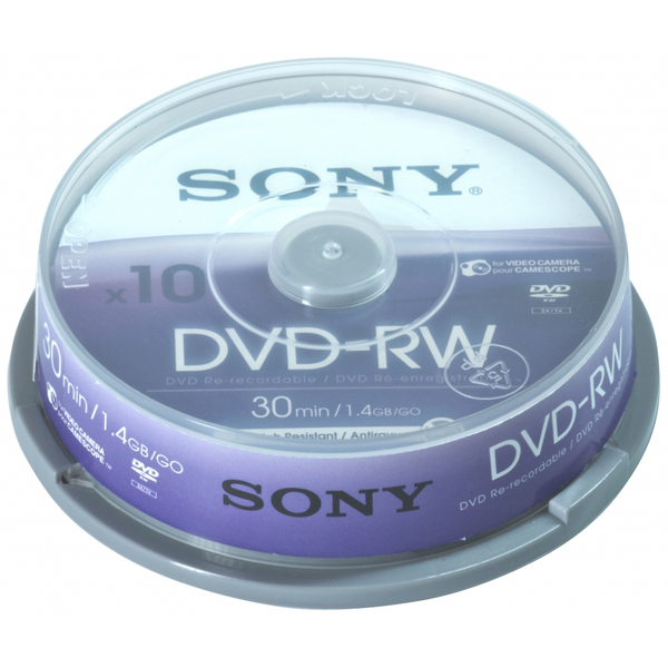 SONY DVD -RW 8CM 30 MN X10 SPINDLE CASE
