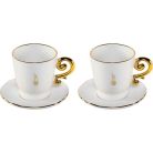 Bialetti Pure Gold -cappuccinokupit ja -aluset posliinia 330 millilitraa 2 kappaletta