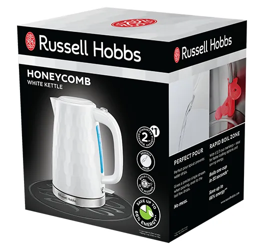 Russell Hobbs Honeycomb 2605070 - electric kettle, white, 1.7L