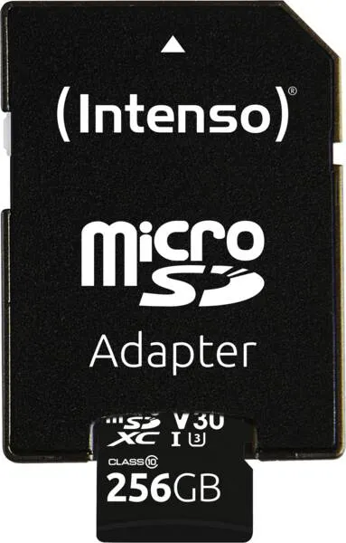 Intenso Professional 256 Gt microSDXC UHS-I U3 V30 Class 10 -muistikortti, musta