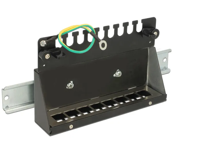 DeLOCK patchpanel, 8 portar, för keystone kotanktdon, skärmad, svart