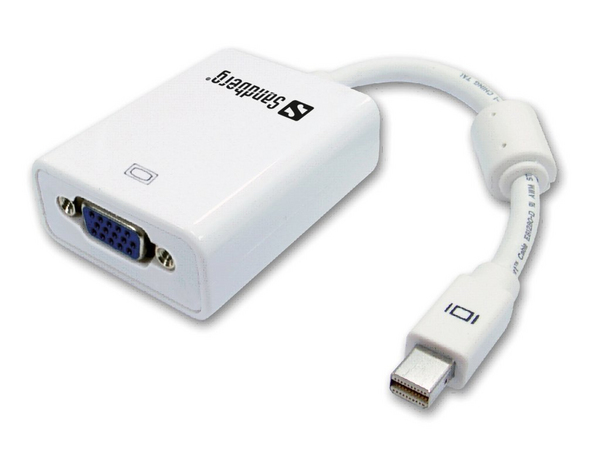 SANDBERG Adapter Mini DisplayPort>VGA. Converts a Mini DisplayPort output to a VGA output.