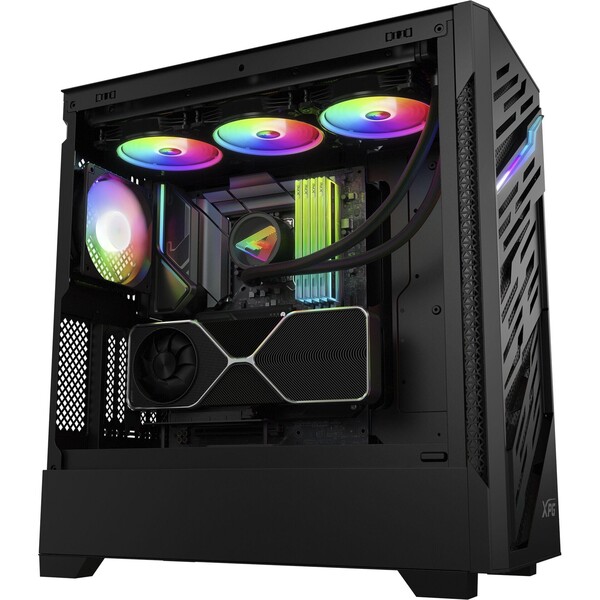 ADATA STARKER AIR BTF midi-tower chassi med f&ouml;nster och RGB-belysning, svart