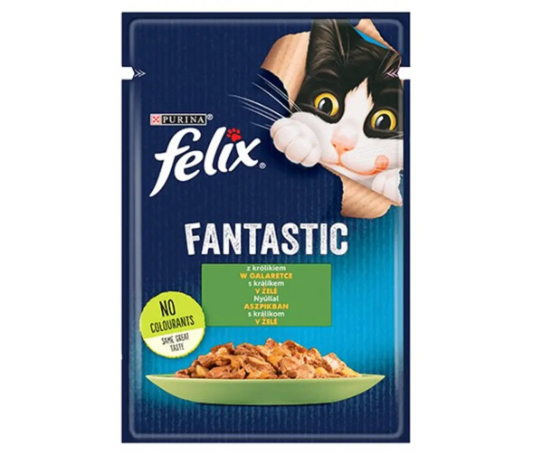 Purina Felix Fantastic Rabbit &amp; Lamb in Jelly, Wet food for cats, Adult, 4 x 85g