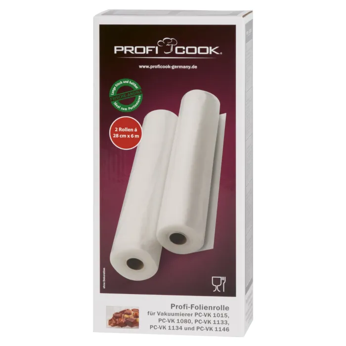 ProfiCook 8910155 28 x 600 cm Vacuum Roll, 2 pcs, Clear