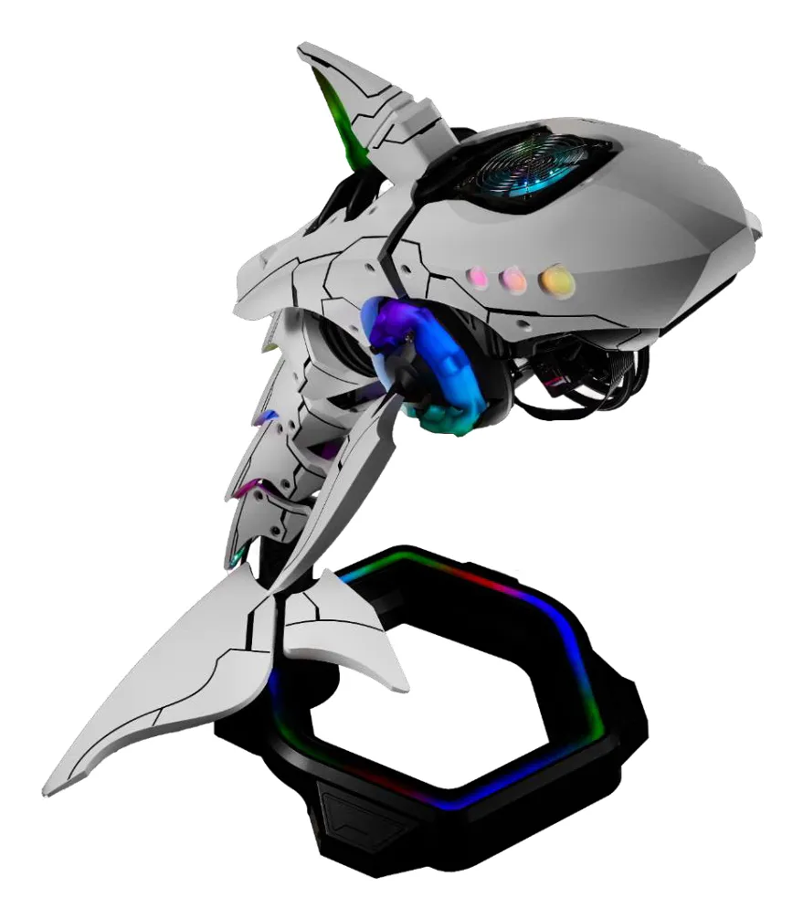 Cooler Master Shark X Desktop Case with RGB lighting, Black and White