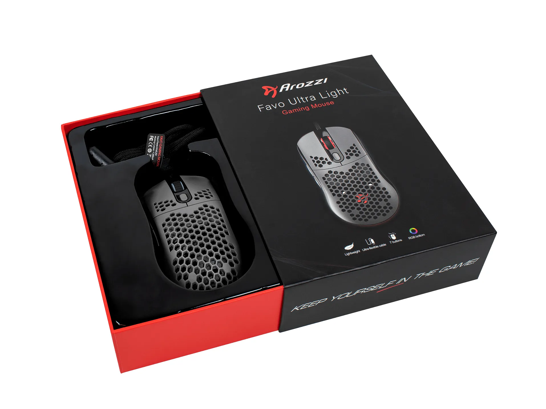 Arozzi Favo Ultra Light - gaming mouse, black/grey
