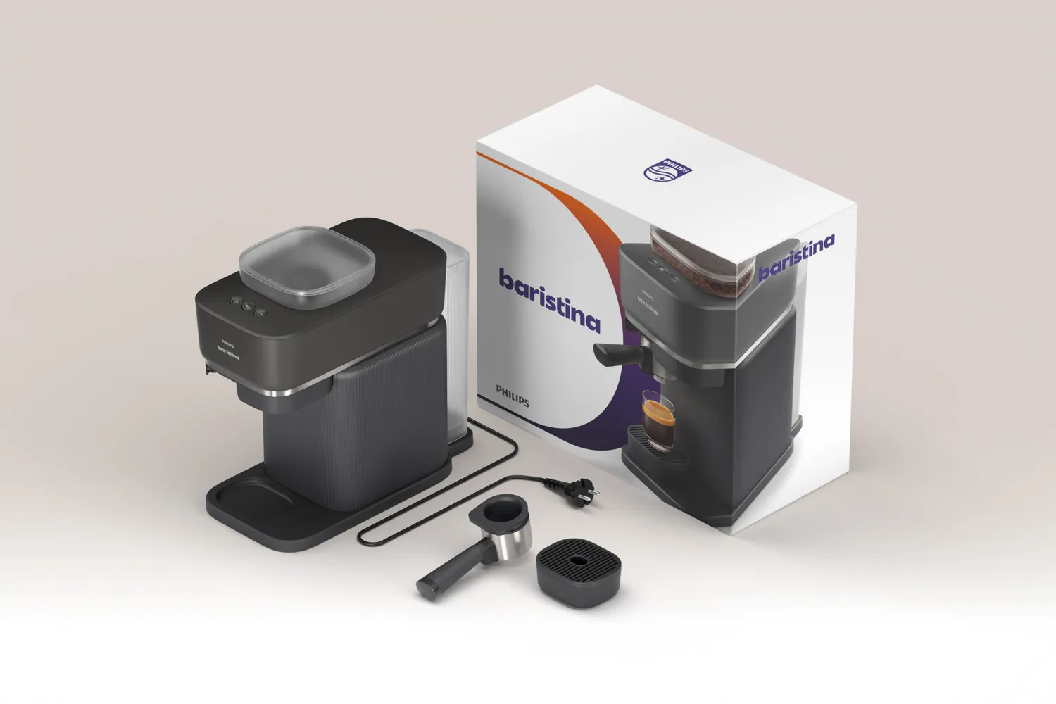 Philips Baristina BAR300/60 Manual Espresso Machine, Black