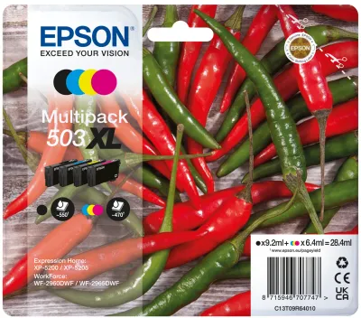 EPSON 503XL Chillies kit med bl&auml;ckpatroner, svart, cyan, magenta, gul, 4 st