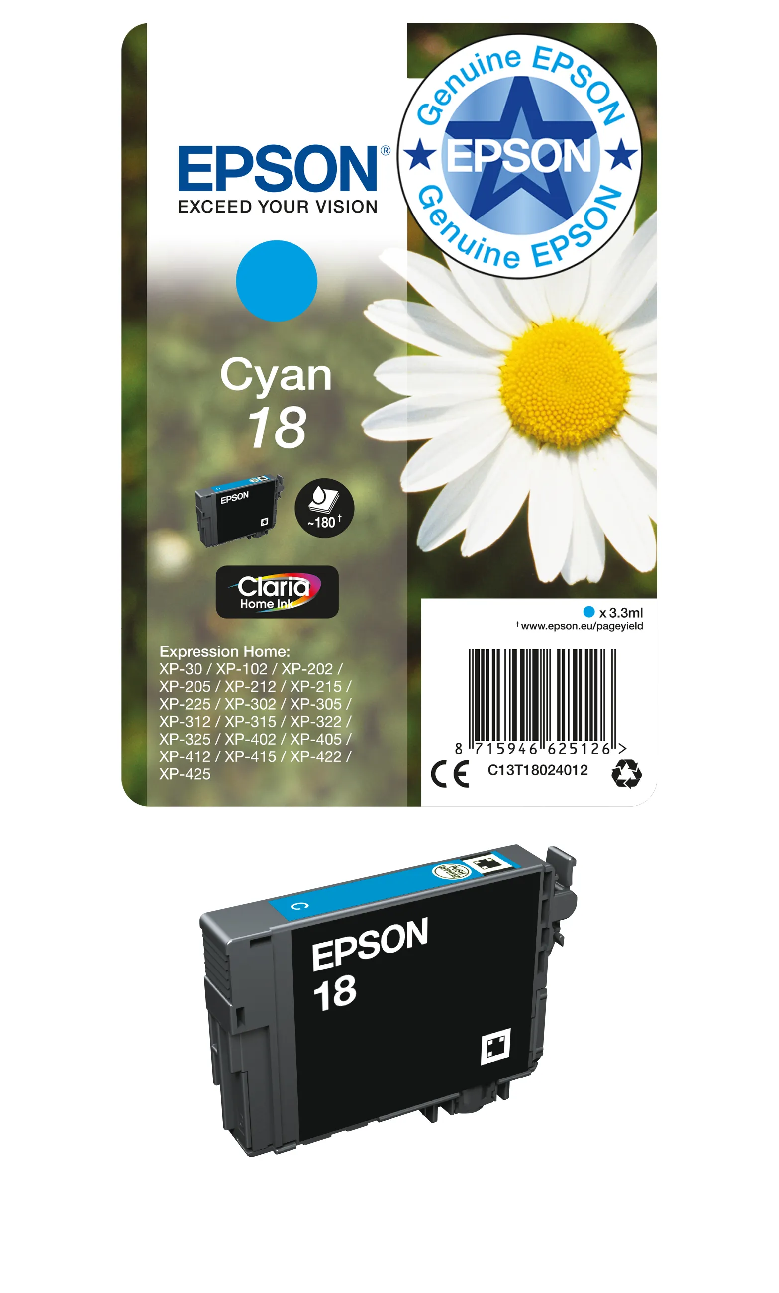 Epson 18 bl&auml;ckpatron, 5.2 ml, svart