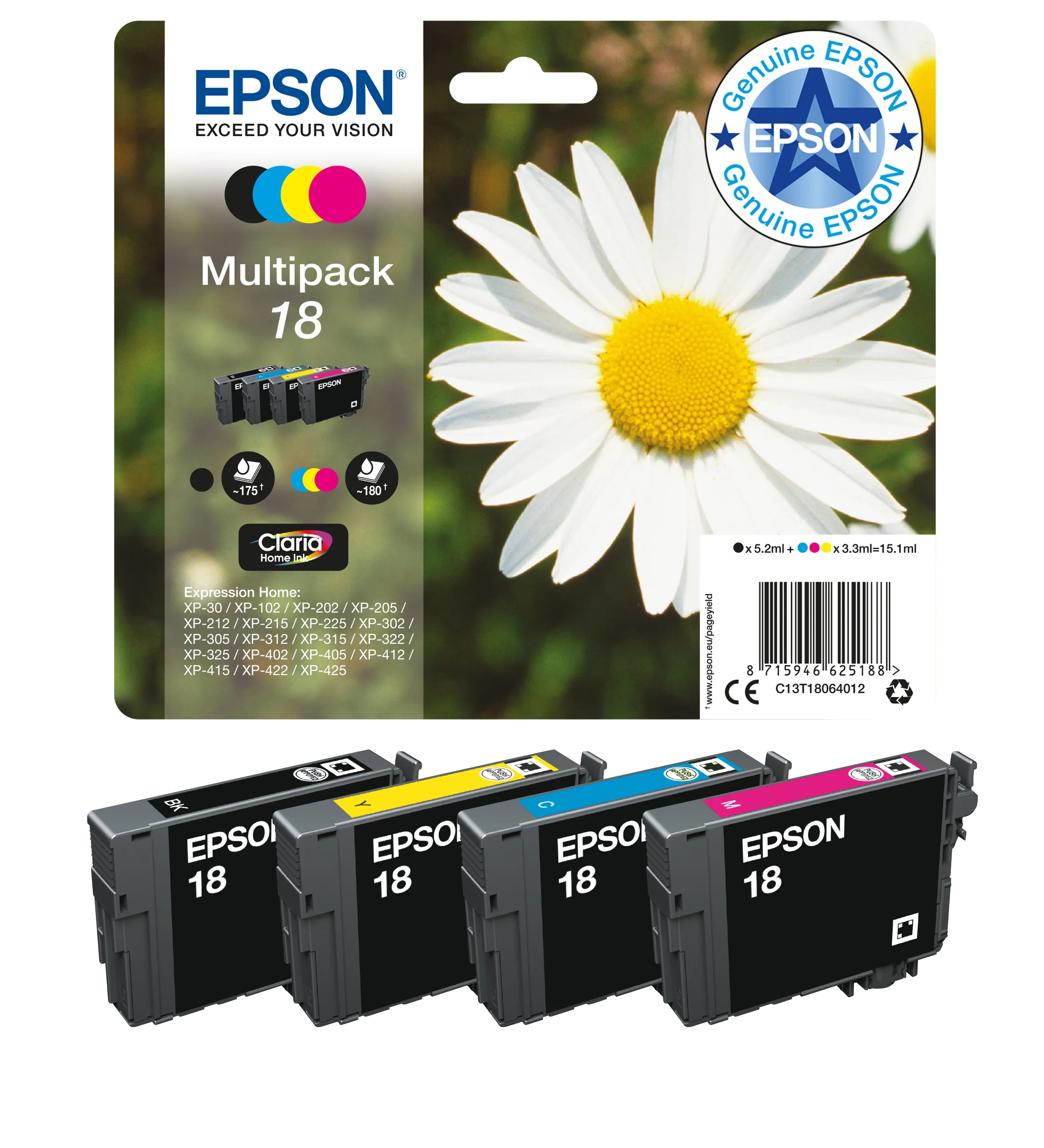 Epson 18 bl&auml;ckpatron, 5.2 ml, svart