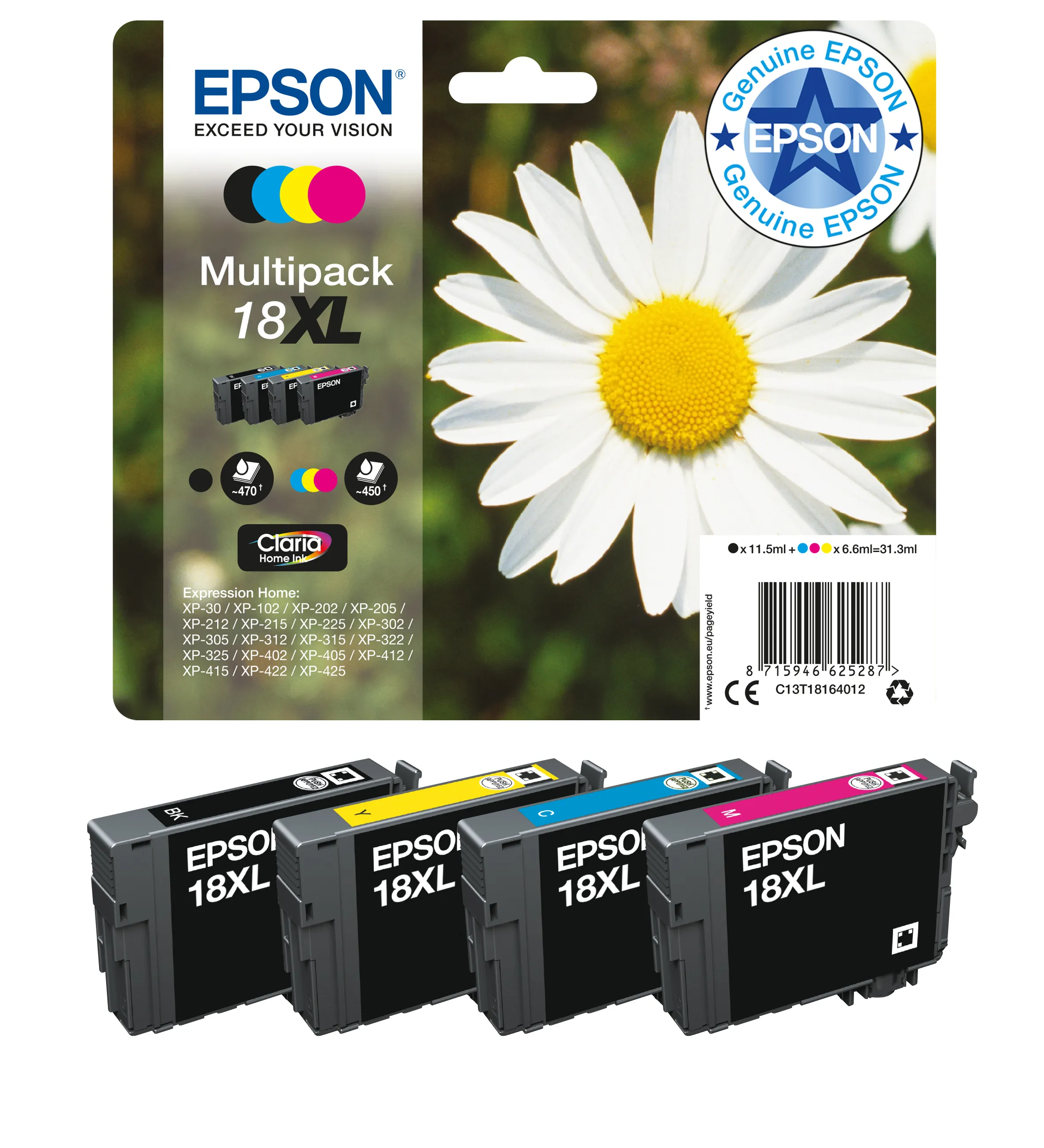 Epson 18 bl&auml;ckpatron, 5.2 ml, svart