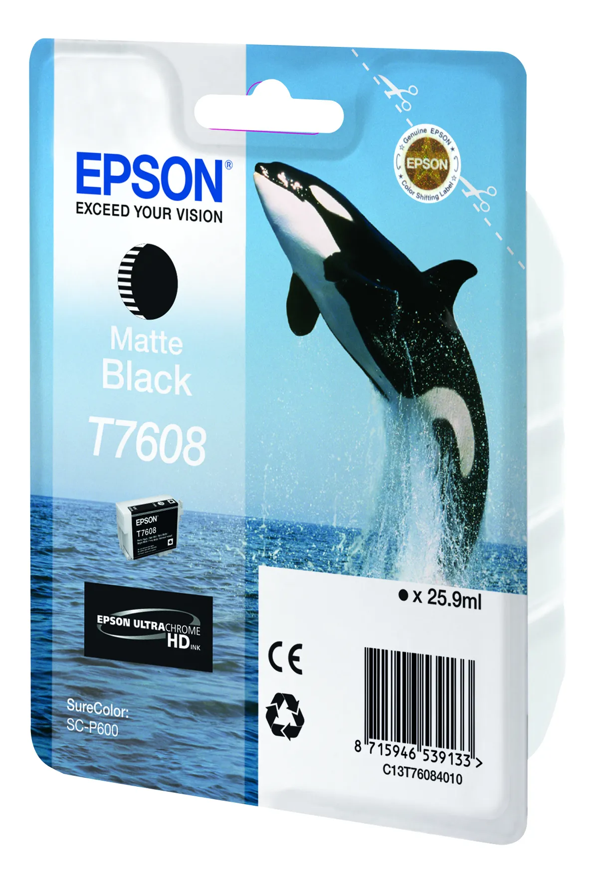 Epson T7608 -mustekasetti, 25.9 ml, mattamusta