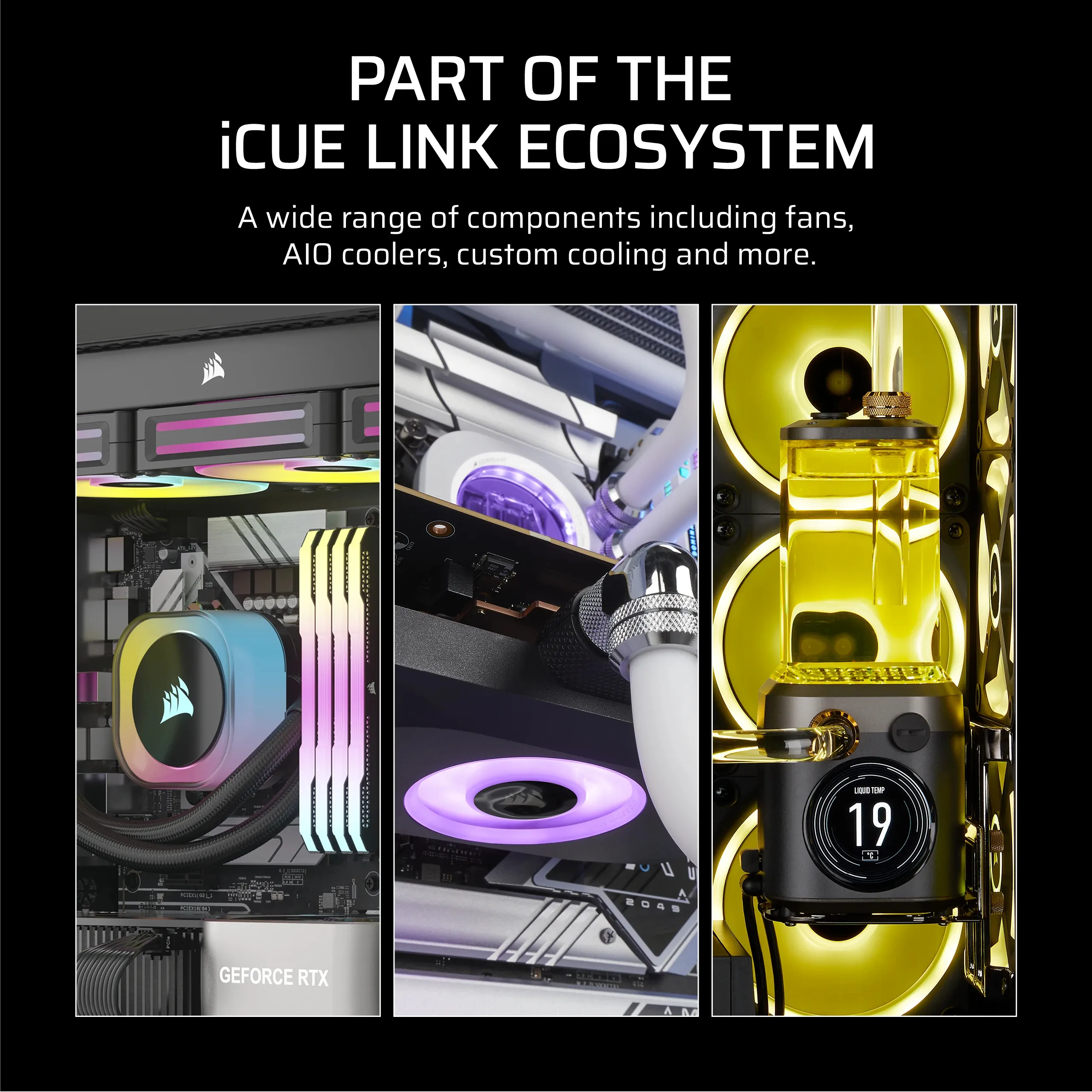 Corsair iCUE LINK RX140 MAX PWM RGB-fläkt, Magnetiskt kupollager, 140 mm, svart