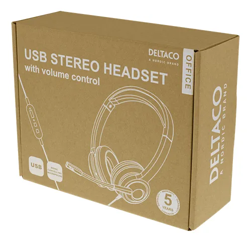 Deltaco Office USB -headset with mic