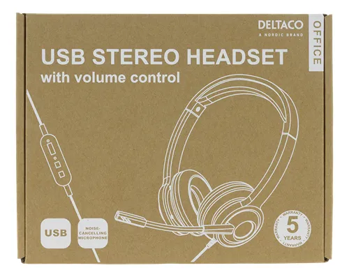 Deltaco Office USB -headset with mic