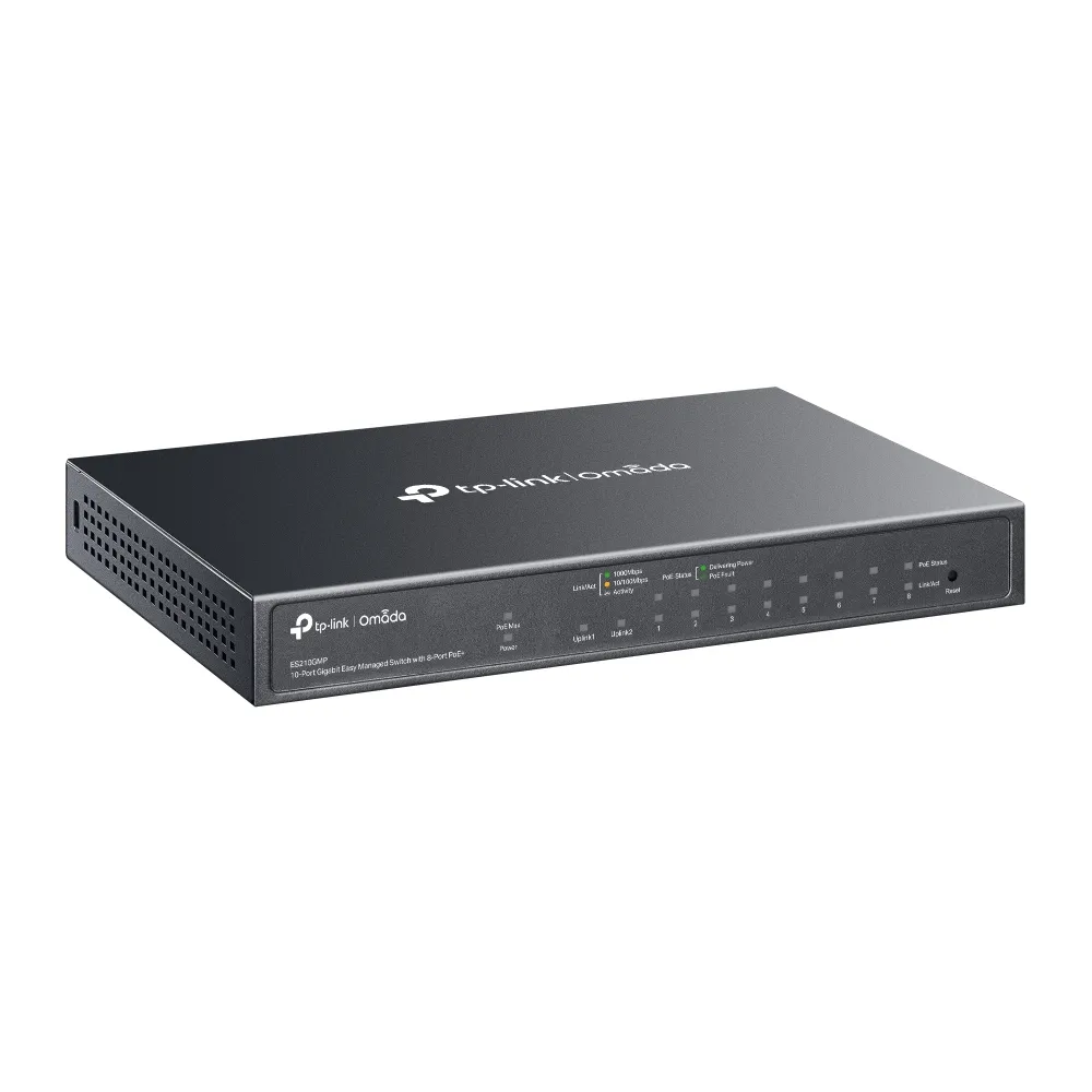 TP-Link Omada ES210GMP - Managed Layer 2 Gigabit Ethernet Switch, Black