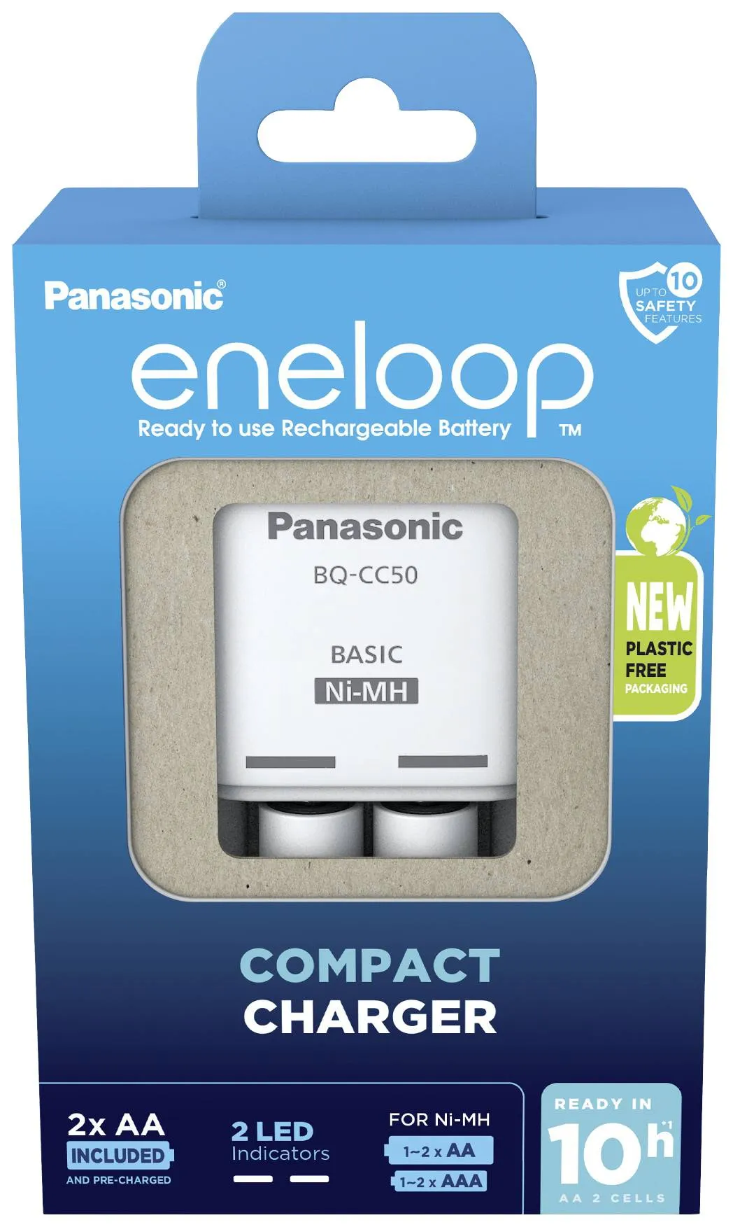 Panasonic Eneloop akkulaturi BQ-CC50 (10h) ja 2 x R6/AA Eneloop 2000mAh akku