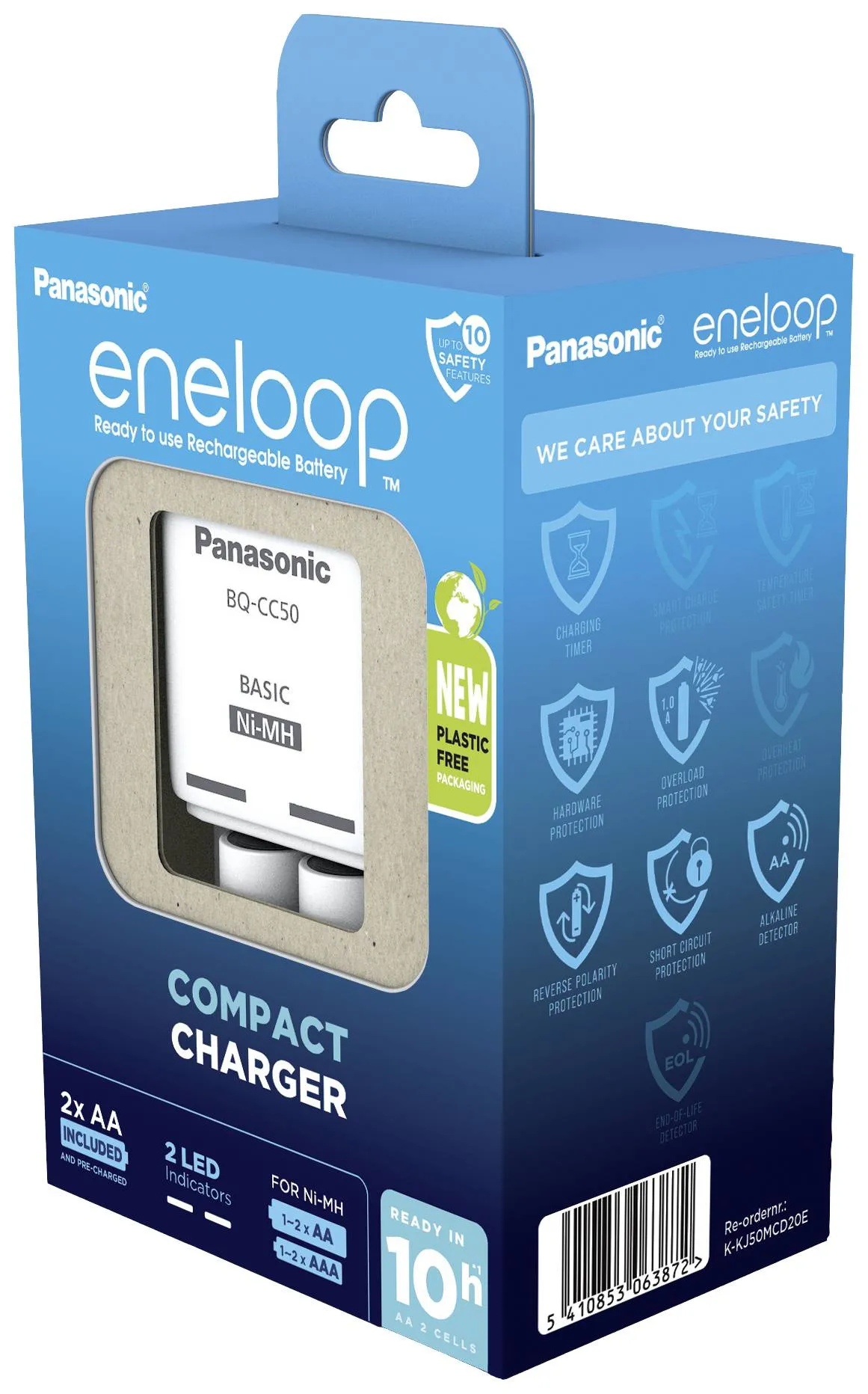 Panasonic Eneloop akkulaturi BQ-CC50 (10h) ja 2 x R6/AA Eneloop 2000mAh akku