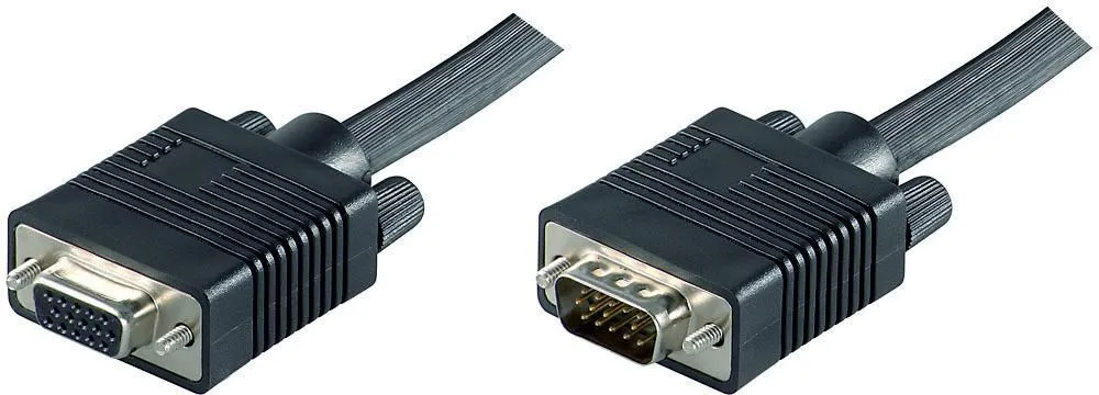 MicroConnect VGA Flat cable, 2 m, Black
