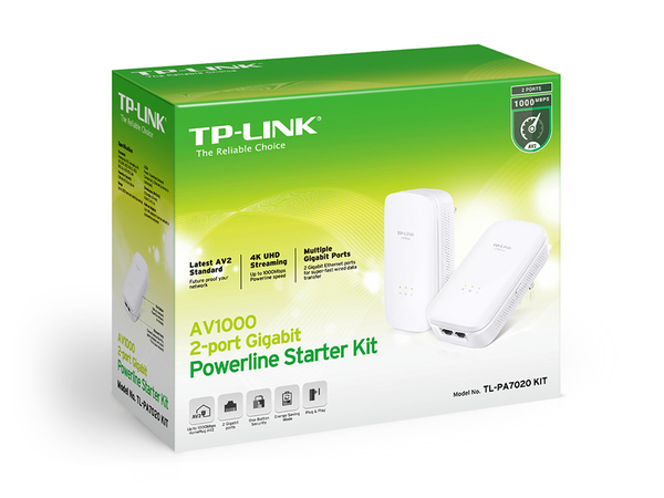 TP-LINK AV1000 2-Port Gigabit Powerline Starter Kit 1000Mbps Powerline Data Rate  2 Gigabit Ethernet ports HomePlug AV2