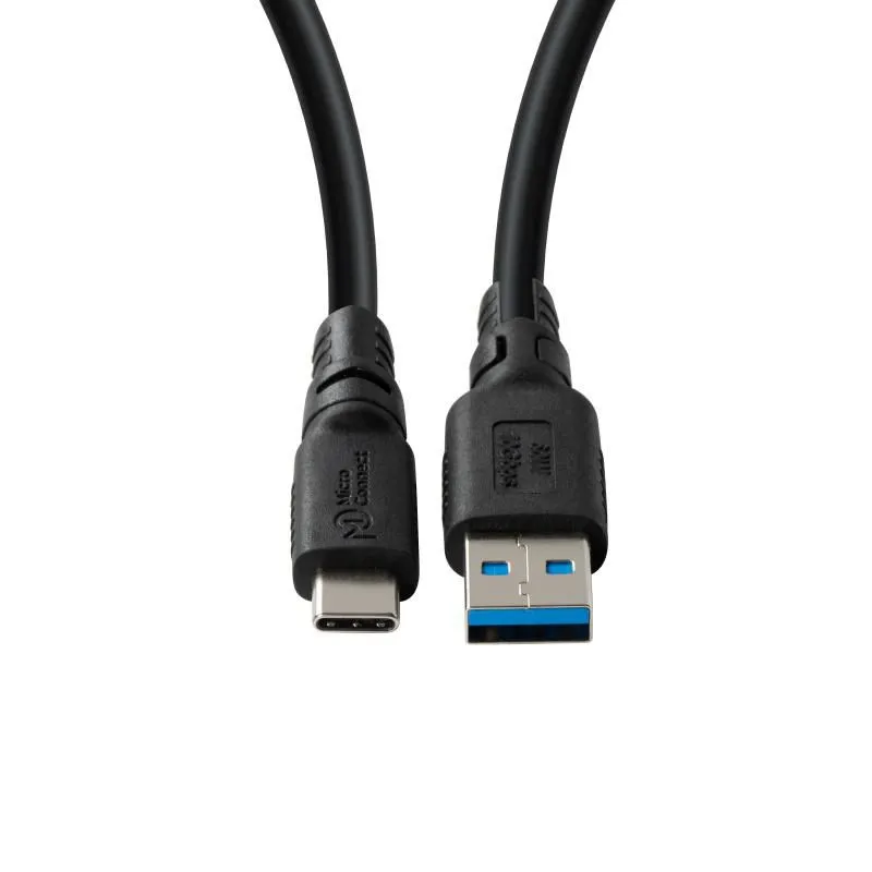 MicroConnect ColorFlex USB 3.2 Gen 2 USB-C &ndash; USB-A kabel, 3 m, svart