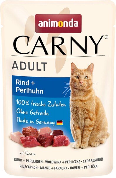Animonda Carny Adult Beef + Guinea Fowl, Kissan m&auml;rk&auml;ruoka, 85 g